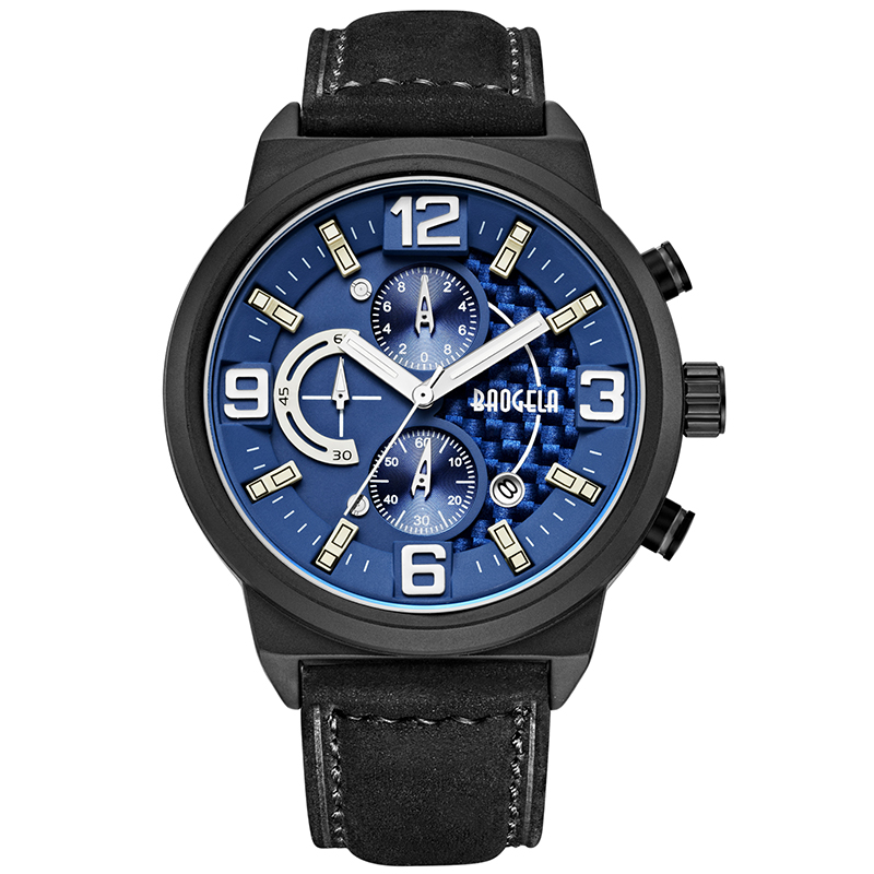 Baogela Men \\\\ s Black Sports Quartz Watch Leisure Fashion Analog Timing Watch Display Men \\\\ \'s Watch 1709 Black Blue