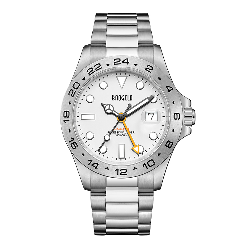 Baogela Men Luxury Watch 304 rustfrit stål schweizisk bevægelse Luminous Dial 50Bar Ashion Business Relogio Masculino armbåndsur 22806