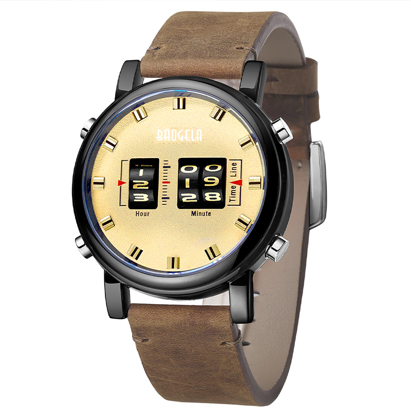 Baogela Fashion Men \\\\ \'s Roller Design Business Clock Men Quartz Watch Leather Waterproof Casual Sport Herre Watch Relogio Masculino 22703