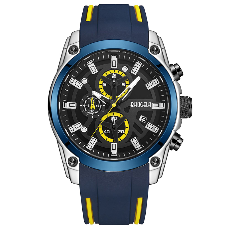 Baogela Men\'s Military Sport Watches Mænd Vandtæt modeblå silikone strop armbåndsur mand luksus topmærke lysende ur 22705